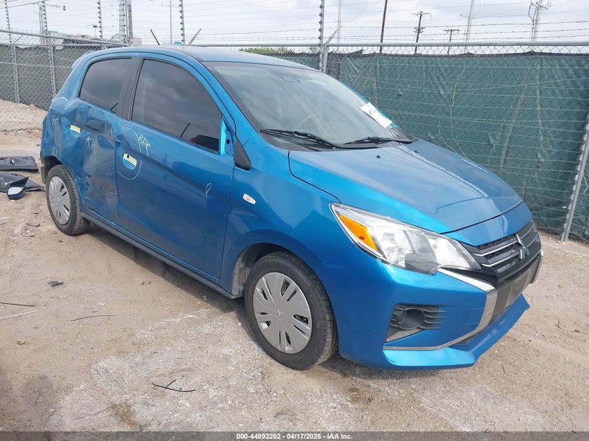 2021 Mitsubishi Mirage VIN ML32AUHJ6MH007359 IAAI salvage auction — LEFT & RIGHT, Original (Texas), sold $2,550 on 2026-07-06 (photo 1)