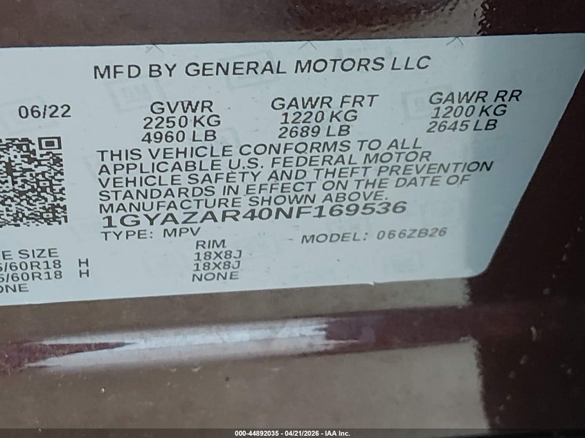 2022 Cadillac Xt4 VIN 1GYAZAR40NF169536 IAAI salvage auction — LEFT SIDE, Original (Texas), sold $8,200 on 2026-07-10 (photo 9)