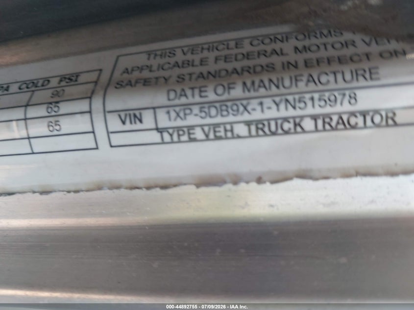 2000 Peterbilt 379 VIN 1XP5DB9X1YN515978 IAAI salvage auction — FRONT END, Salvage (Texas), sold $7,600 on 2026-07-22 (photo 8)