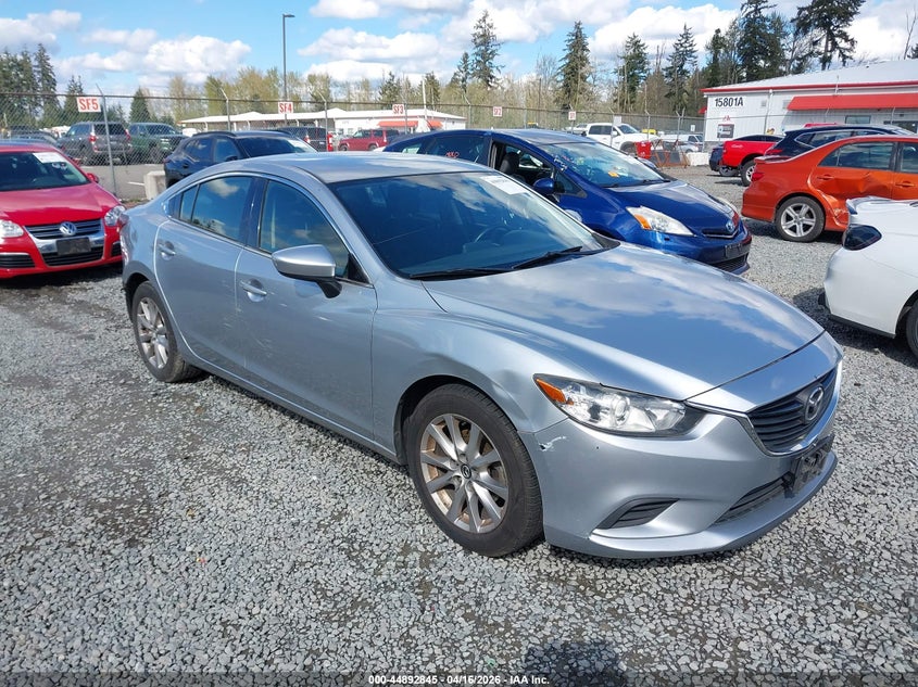 2016 Mazda 6 VIN JM1GJ1U55G1480385 IAAI salvage auction — REAR END, Salvage Title, sold $850 on 2026-09-24 (photo 1)