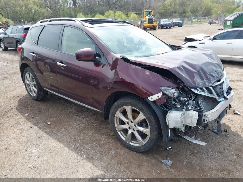 2014 Nissan Murano VIN JN8AZ1MW4EW509676 IAAI salvage auction — FRONT END, Salvage Title, sold $825 on 2026-07-08 (photo 1)