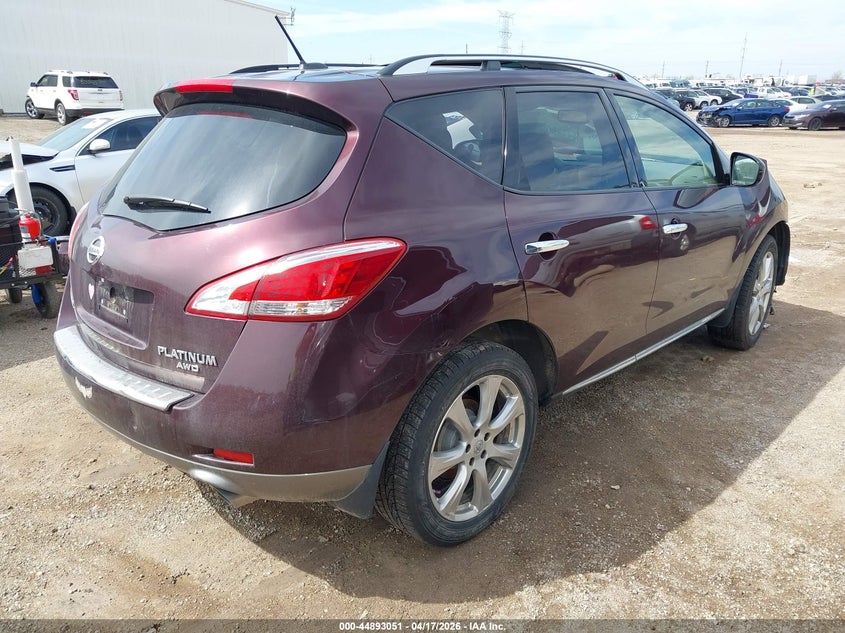 2014 Nissan Murano VIN JN8AZ1MW4EW509676 IAAI salvage auction — FRONT END, Salvage Title, sold $825 on 2026-07-08 (photo 4)