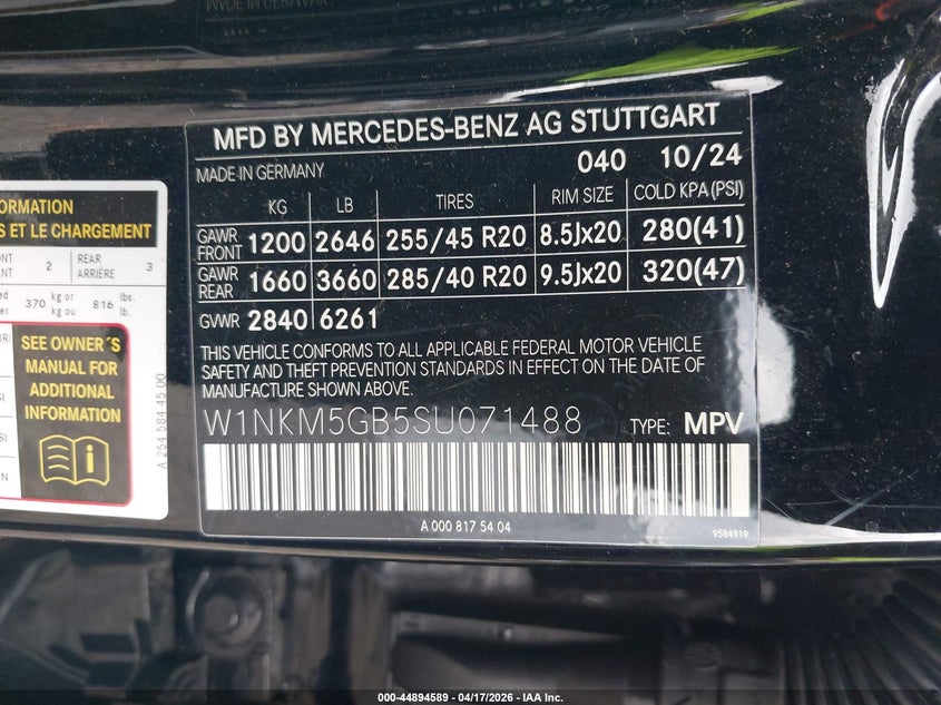 2025 Mercedes-benz Glc VIN W1NKM5GB5SU071488 IAAI salvage auction — LEFT SIDE, Salvage Title, sold $33,750 on 2026-07-07 (photo 9)