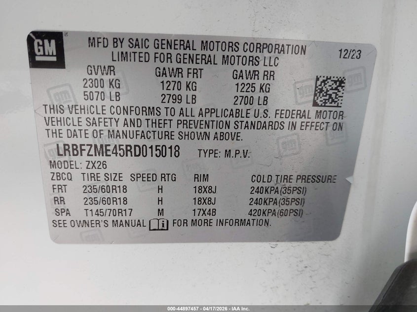 2024 Buick Envision VIN LRBFZME45RD015018 IAAI salvage auction — RIGHT SIDE, Original (Texas), sold $9,100 on 2026-07-07 (photo 9)