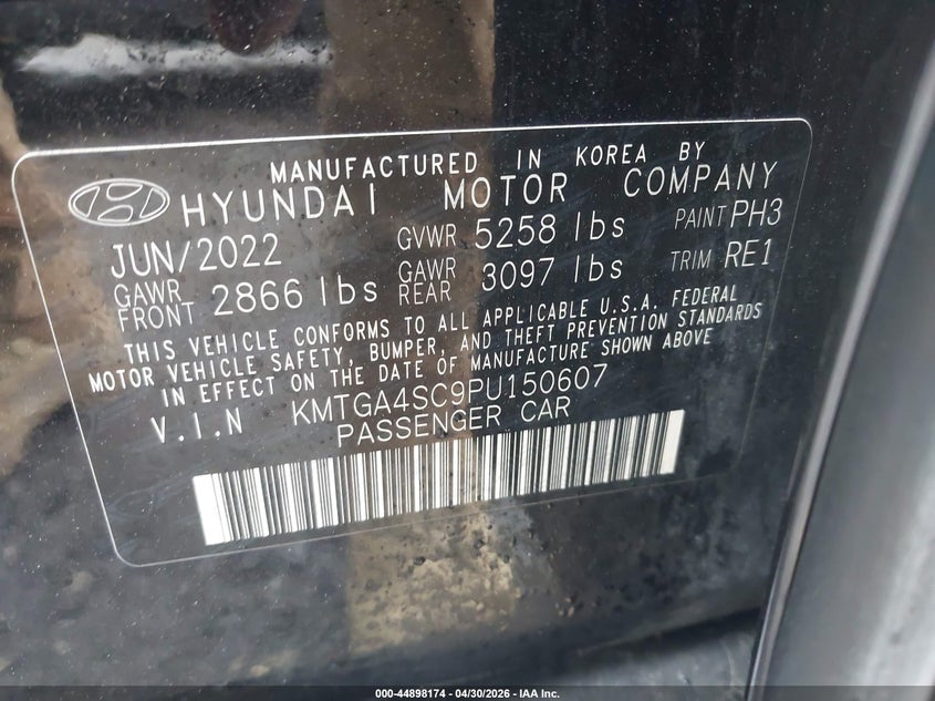 2023 Genesis G80 VIN KMTGA4SC9PU150607 IAAI salvage auction — REAR END, Salvage (Massachusetts), sold $12,150 on 2026-07-24 (photo 9)