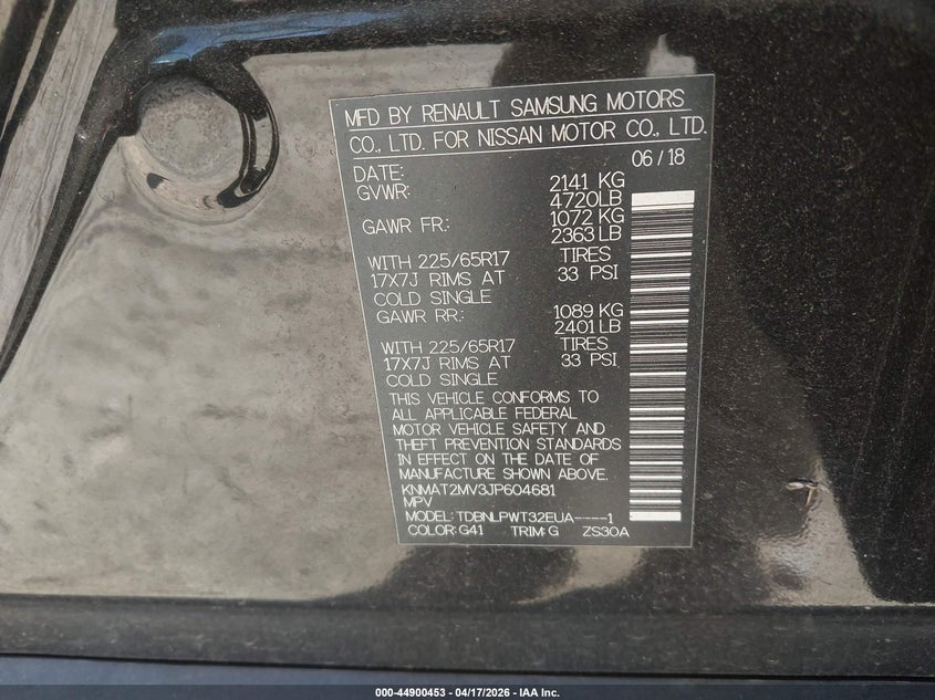 2018 Nissan Rogue VIN KNMAT2MV3JP604681 IAAI salvage auction — FRONT END, Salvage (Georgia), sold $2,100 on 2026-07-07 (photo 9)