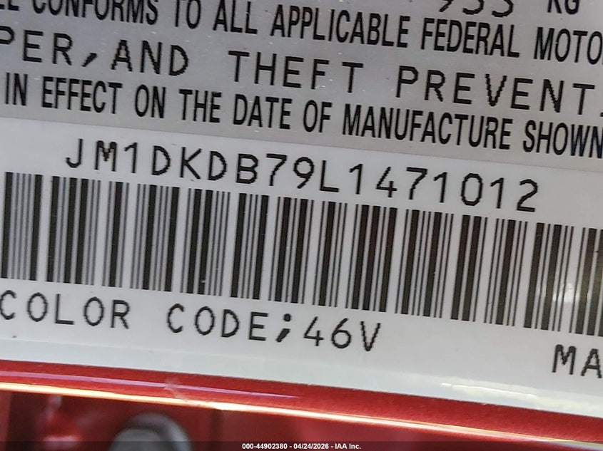 2020 Mazda Cx-3 VIN JM1DKDB79L1471012 IAAI salvage auction — FRONT END, Salvage Title, sold $2,900 on 2026-07-23 (photo 9)