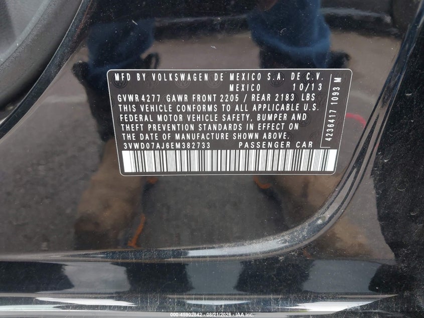 2014 Volkswagen Jetta VIN 3VWD07AJ6EM382733 IAAI salvage auction — NORMAL WEAR, Wait Title, sold $500 on 2026-09-10 (photo 9)