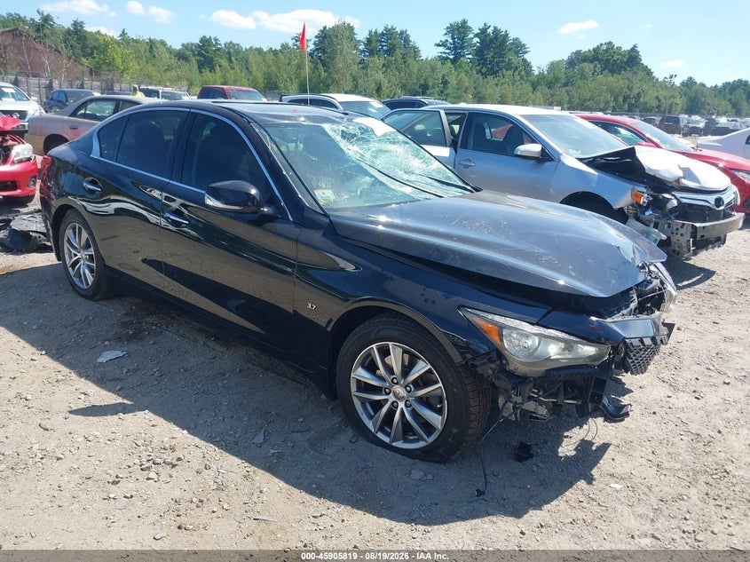 2014 Infiniti Q50 VIN JN1BV7AR4EM684294 IAAI salvage auction — FRONT END, Wait Title, sold $925 on 2026-08-30 (photo 1)