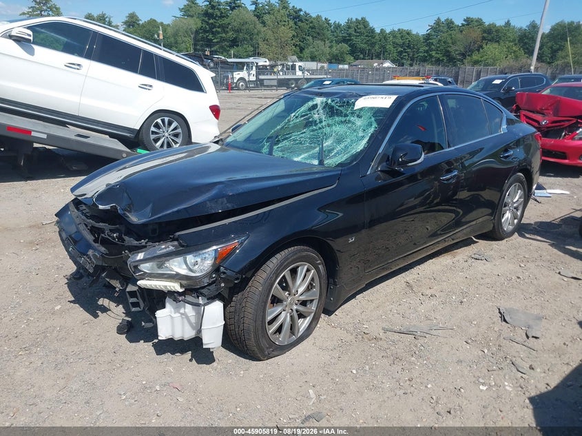 2014 Infiniti Q50 VIN JN1BV7AR4EM684294 IAAI salvage auction — FRONT END, Wait Title, sold $925 on 2026-08-30 (photo 2)