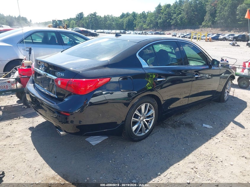 2014 Infiniti Q50 VIN JN1BV7AR4EM684294 IAAI salvage auction — FRONT END, Wait Title, sold $925 on 2026-08-30 (photo 4)