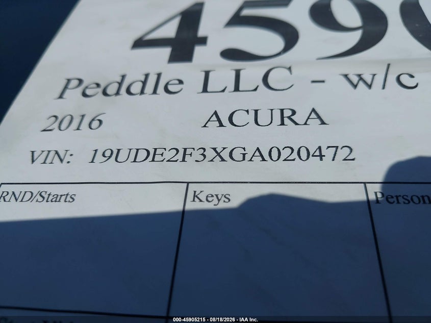 2016 Acura Ilx VIN 19UDE2F3XGA020472 IAAI salvage auction — NORMAL WEAR, Salvage Title, sold $1,050 on 2026-09-14 (photo 9)