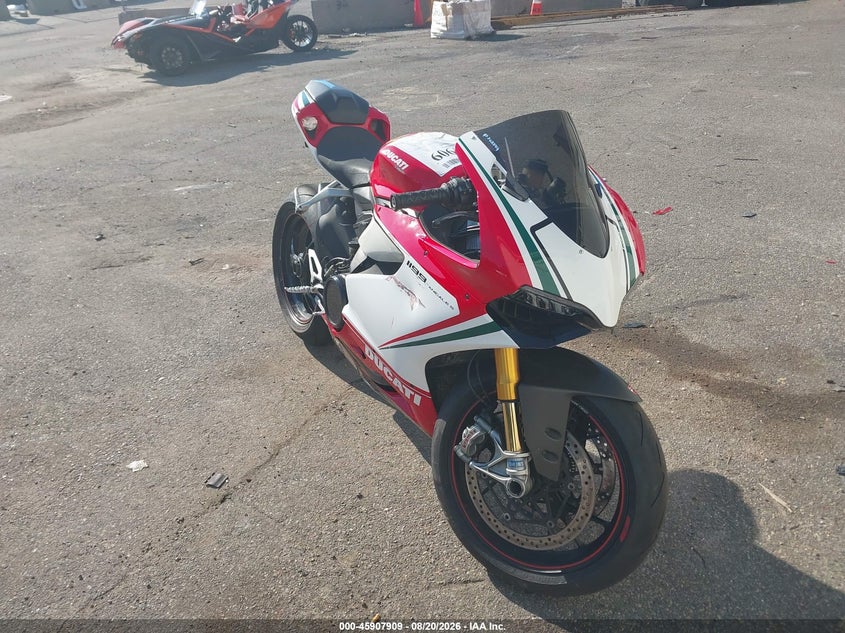 2012 Ducati Panigale VIN ZDM14BPW1CB001587 IAAI salvage auction — FRONT END, Mv-907A (New York), sold $3,650 on 2026-09-15 (photo 1)