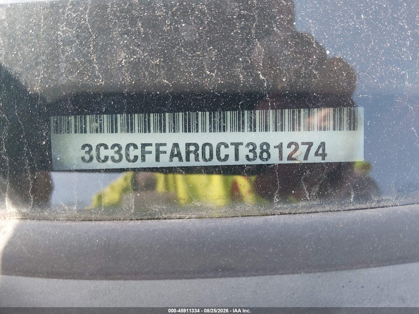2012 Fiat 500 VIN 3C3CFFAR0CT381274 IAAI salvage auction — NORMAL WEAR, Salvage (Tennessee), sold $375 on 2026-09-09 (photo 9)