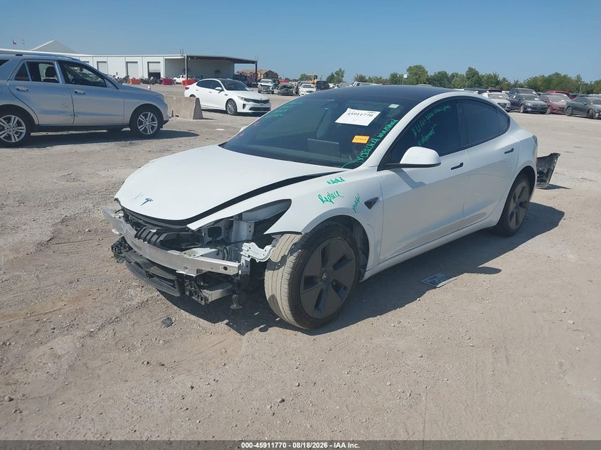 2023 Tesla Model 3 VIN 5YJ3E1EA1PF651414 IAAI salvage auction — FRONT END, Salvage (Texas), sold $7,900 on 2026-08-26 (photo 2)