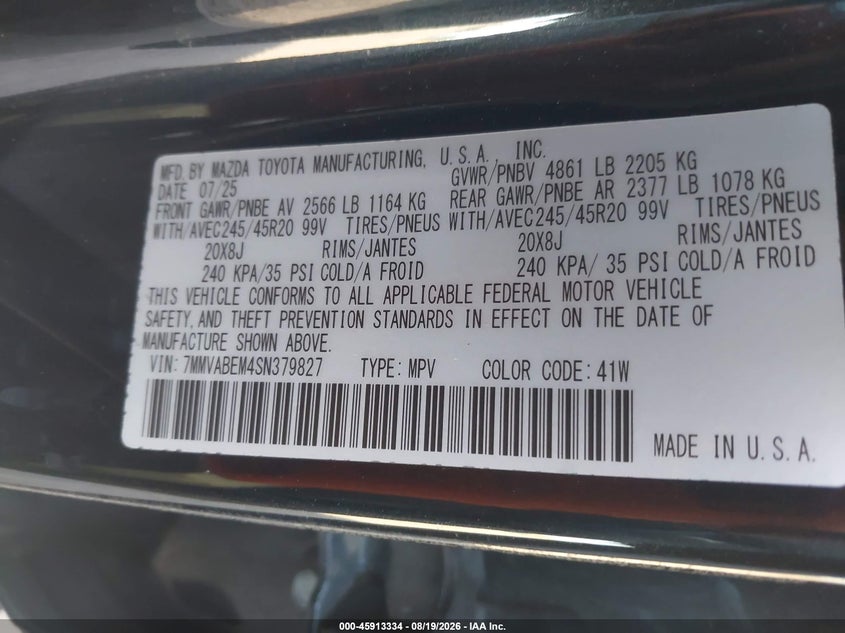 2025 Mazda Cx-50 VIN 7MMVABEM4SN379827 IAAI salvage auction — NORMAL WEAR, Salvage Title, sold $16,000 on 2026-08-25 (photo 9)