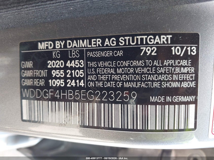 2014 Mercedes-benz C class VIN WDDGF4HB5EG223259 IAAI salvage auction — NORMAL WEAR, Clear (Tennessee), sold $300 on 2026-09-07 (photo 9)