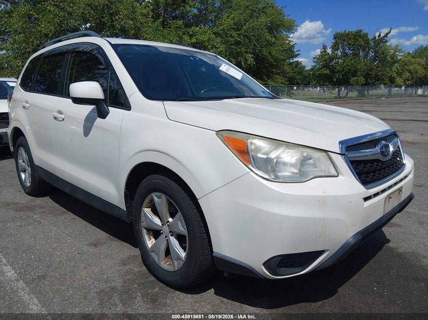 2014 Subaru Forester VIN JF2SJAEC2EH470121 IAAI salvage auction — FRONT END, Clear (New Jersey), sold $25 on 2026-09-07 (photo 1)