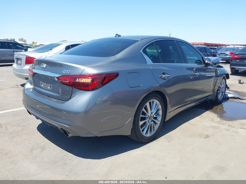 2019 Infiniti Q50 VIN JN1EV7AP8KM542005 IAAI salvage auction — FRONT END, Salvage Title, sold $3,250 on 2026-09-15 (photo 4)
