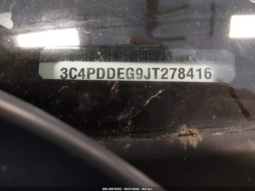 2018 Dodge Journey VIN 3C4PDDEG9JT278416 IAAI salvage auction — FRONT END, Wait Title, sold $1,975 on 2026-09-20 (photo 9)