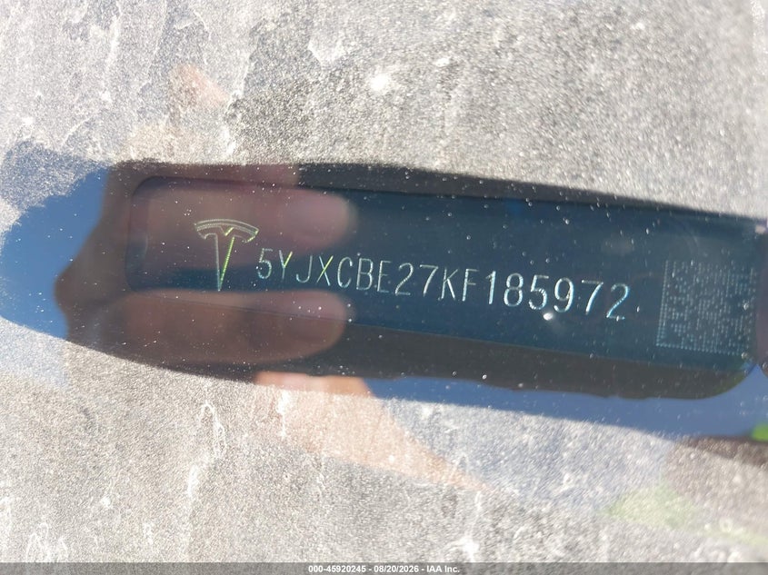 2019 Tesla Model x VIN 5YJXCBE27KF185972 IAAI salvage auction — RIGHT REAR, Original (Texas), sold $15,100 on 2026-09-08 (photo 9)