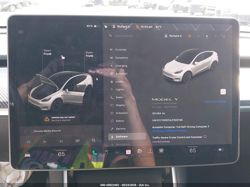 2020 Tesla Model y VIN 5YJYGDEF4LF002746 IAAI salvage auction — FRONT END, Mv-907A (New York), sold $8,100 on 2026-10-09 (photo 7)