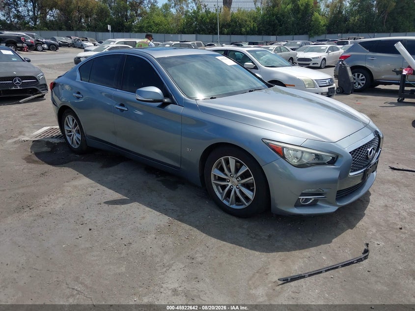 2014 Infiniti Q50 VIN JN1BV7AP3EM679876 IAAI salvage auction — REAR END, Salvage (California), sold $2,600 on 2026-09-02 (photo 1)