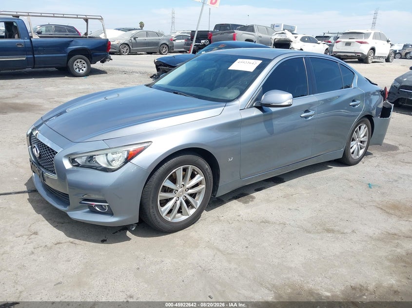 2014 Infiniti Q50 VIN JN1BV7AP3EM679876 IAAI salvage auction — REAR END, Salvage (California), sold $2,600 on 2026-09-02 (photo 2)