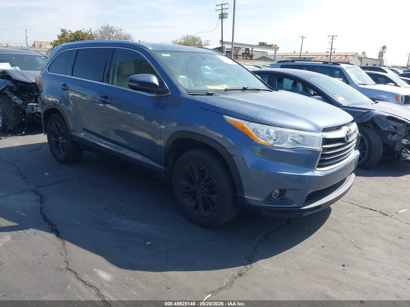 2016 Toyota Highlander VIN 5TDKKRFH1GS153224 IAAI salvage auction — REAR END, Salvage Certificate (California), sold $6,700 on 2026-08-23 (photo 1)