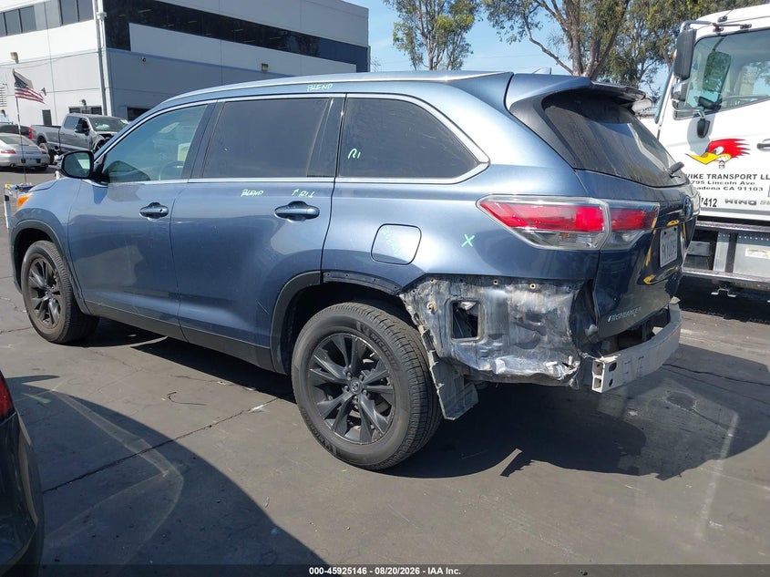 2016 Toyota Highlander VIN 5TDKKRFH1GS153224 IAAI salvage auction — REAR END, Salvage Certificate (California), sold $6,700 on 2026-08-23 (photo 3)