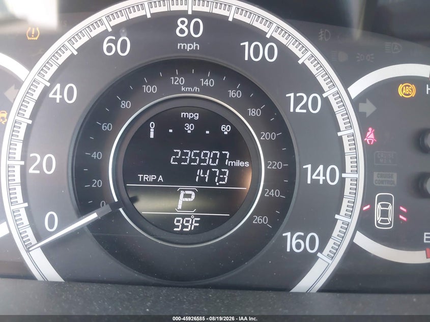 2013 Honda Accord VIN 1HGCR3F82DA016140 IAAI salvage auction — SIDE, Salvage (California), sold $1,200 on 2026-08-24 (photo 7)