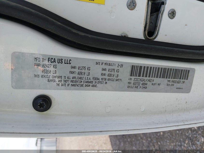 2020 Chrysler 300 VIN 2C3CCAGGXLH146214 IAAI salvage auction — FRONT END, Salvage (Louisiana), sold $2,850 on 2026-10-07 (photo 9)