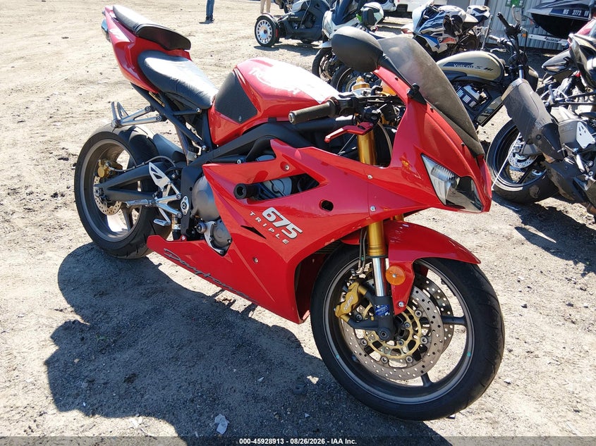 2008 Triumph motorcycle Daytona VIN SMTD00NS48J348211 IAAI salvage auction — REAR END, Salvage (Massachusetts), sold $225 on 2026-09-22 (photo 1)