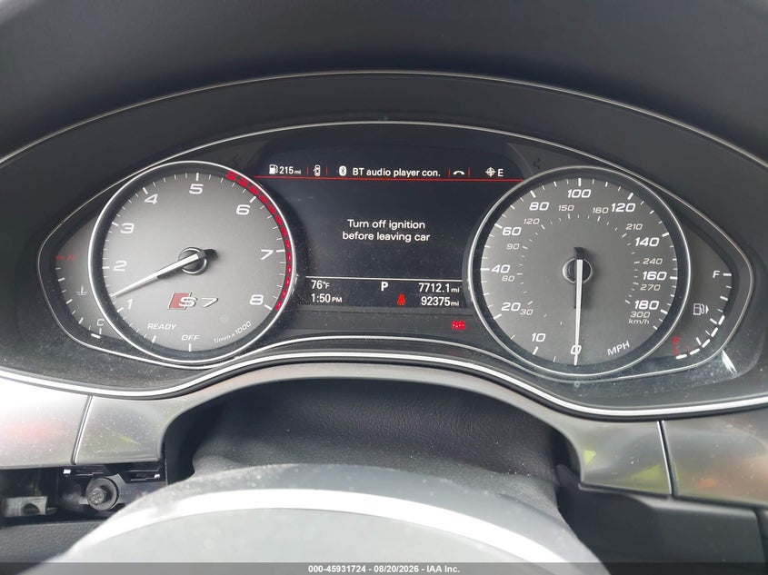 2017 Audi S7 VIN WAUWFAFC6HN040868 IAAI salvage auction — LEFT FRONT, Wait Title, sold $11,400 on 2026-09-15 (photo 7)