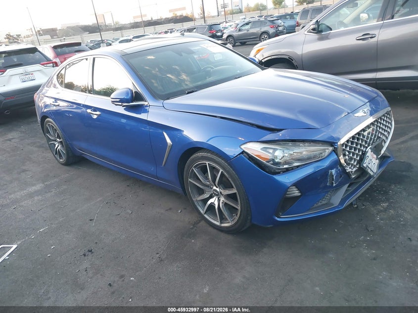 2019 Genesis G70 VIN KMTG44LA4KU037676 IAAI salvage auction — FRONT END, Wait Title, sold $0 on 2026-10-11 (photo 1)