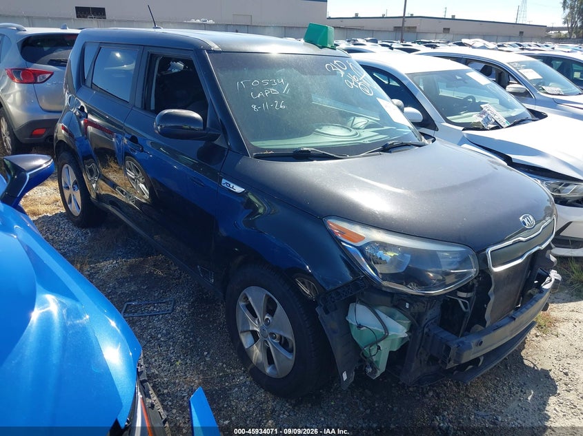 2016 Kia Soul VIN KNDJN2A26G7328364 IAAI salvage auction — FRONT END, Salvage Certificate (California), sold $825 on 2026-09-16 (photo 1)