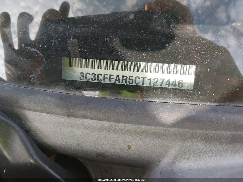 2012 Fiat 500 VIN 3C3CFFAR5CT127446 IAAI salvage auction — FRONT END, Salvage Title, sold $625 on 2026-09-22 (photo 9)