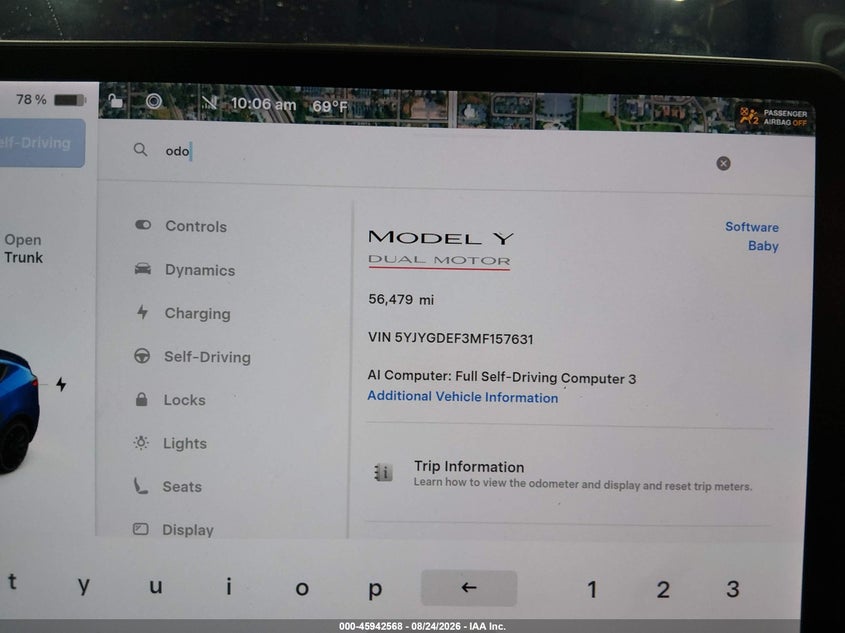 2021 Tesla Model y VIN 5YJYGDEF3MF157631 IAAI salvage auction — REAR END, Salvage Title, sold $11,200 on 2026-10-06 (photo 7)