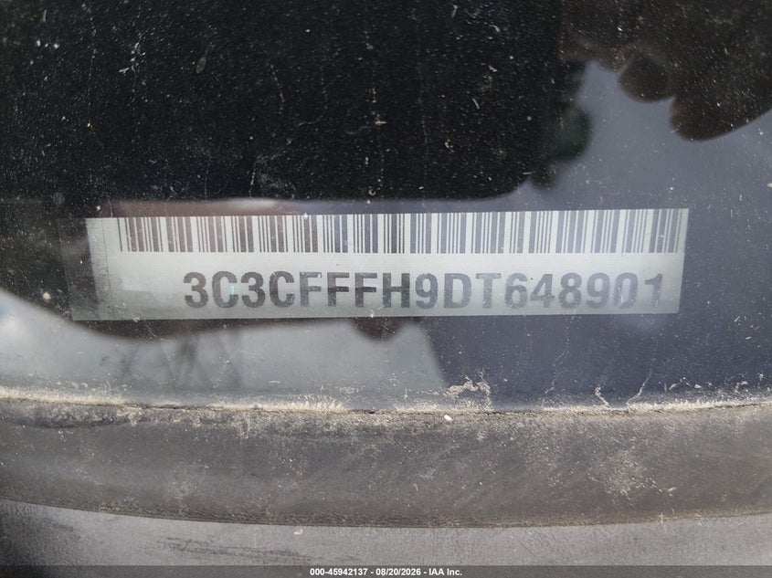 2013 Fiat 500 VIN 3C3CFFFH9DT648901 IAAI salvage auction — FRONT END, Clear (Arkansas), sold $12,200 on 2026-09-10 (photo 9)