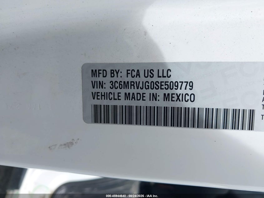 2025 Ram Promaster city VIN 3C6MRVJG0SE509779 IAAI salvage auction — SIDE, Enterprise Vehicles Clear Only (New York), sold $19,600 on 2026-08-30 (photo 9)