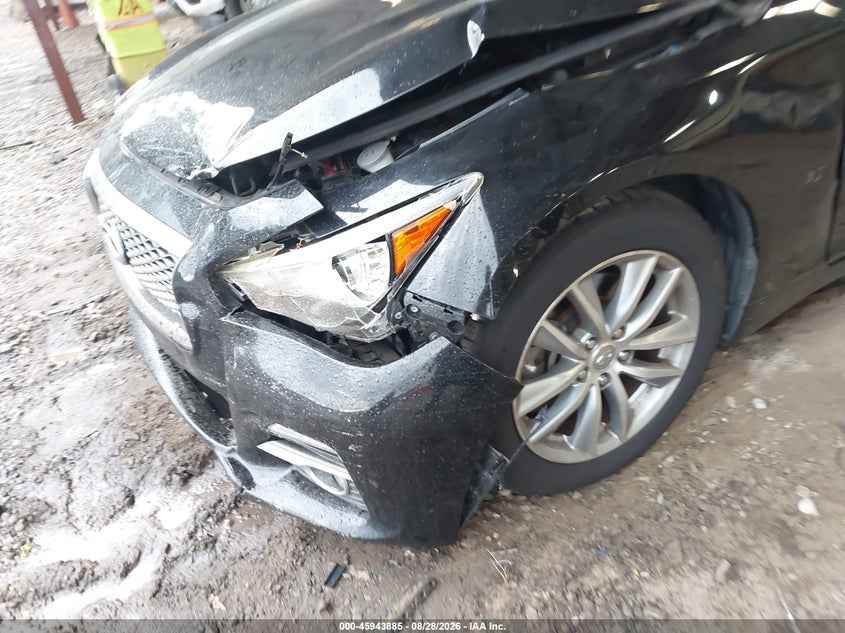 2014 Infiniti Q50 VIN JN1BV7AP8EM670123 IAAI salvage auction — FRONT END, Wait Title, sold $2,500 on 2026-10-09 (photo 6)