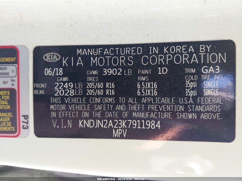 2019 Kia Soul VIN KNDJN2A23K7911984 IAAI salvage auction — SIDE, Salvage Title, sold $1,250 on 2026-08-30 (photo 9)
