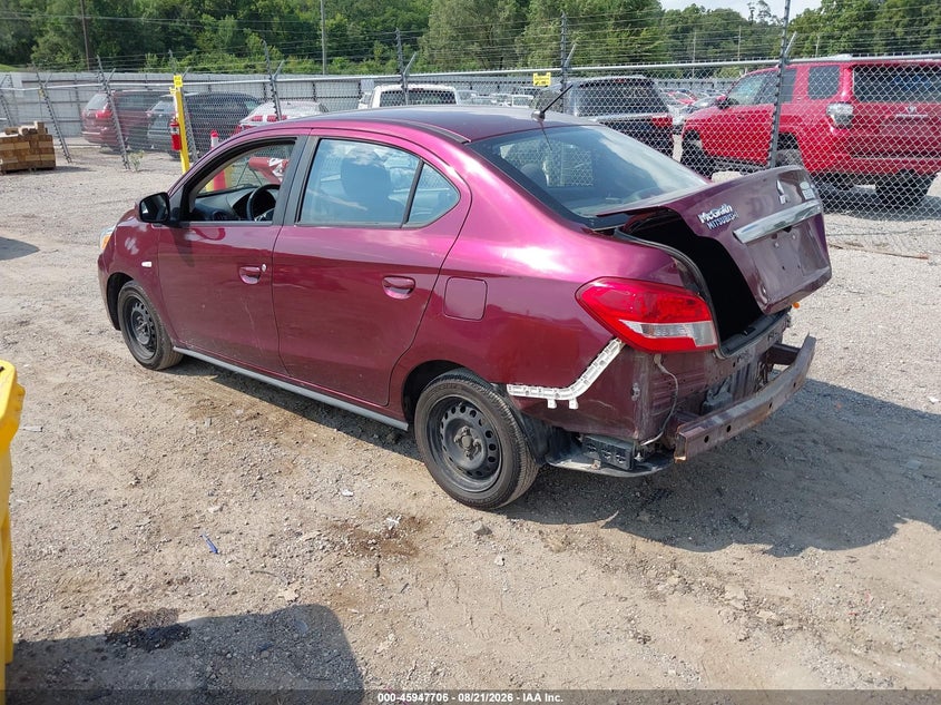 2019 Mitsubishi Mirage VIN ML32F3FJ8KHF08218 IAAI salvage auction — Rear, Salvage, sold $1,550 on 2026-10-19 (photo 3)