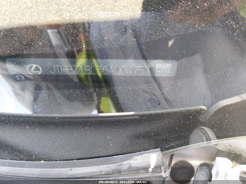 2016 Lexus Gs VIN JTHBZ1BL3GA004753 IAAI salvage auction — RIGHT REAR, Salvage (California), sold $10,375 on 2026-08-29 (photo 9)