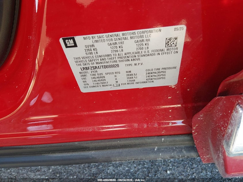 2026 Buick Envision VIN LRBFZSR47TD088820 IAAI salvage auction — FRONT END, Wait Title, sold $24,100 on 2026-09-24 (photo 9)