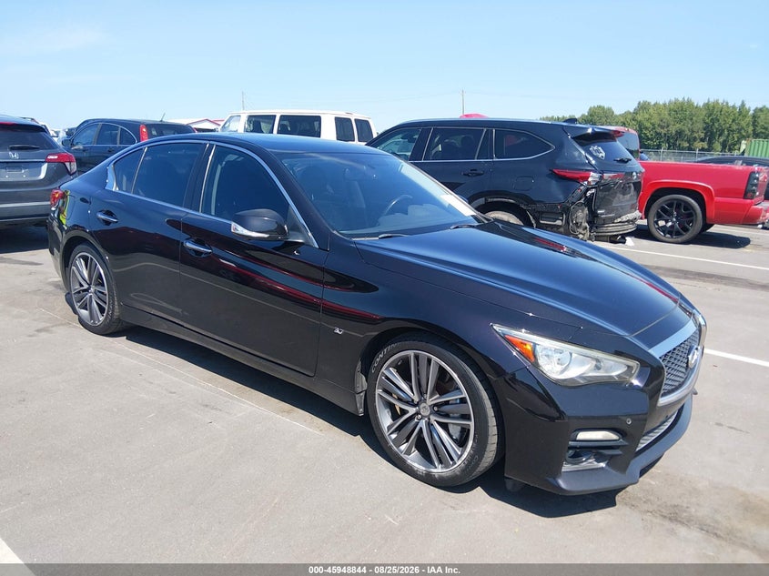2014 Infiniti Q50 VIN JN1BV7AP1EM671324 IAAI salvage auction — LEFT FRONT, Salvage (North Carolina), sold $1,500 on 2026-09-16 (photo 1)