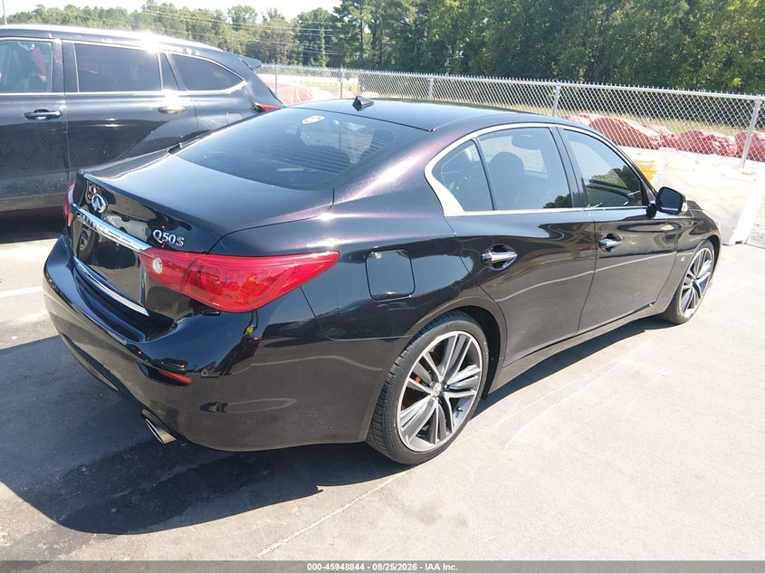 2014 Infiniti Q50 VIN JN1BV7AP1EM671324 IAAI salvage auction — LEFT FRONT, Salvage (North Carolina), sold $1,500 on 2026-09-16 (photo 4)