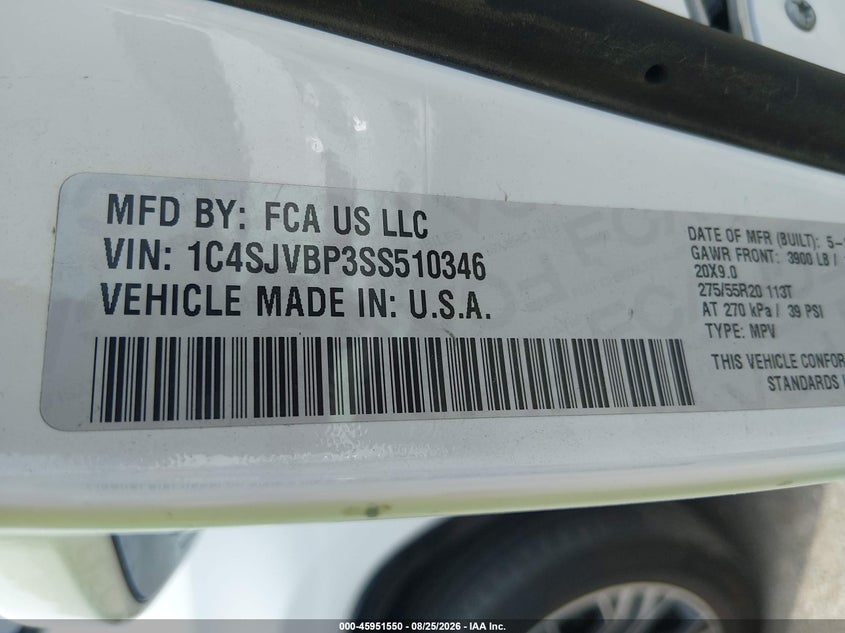 2025 Jeep Wagoneer VIN 1C4SJVBP3SS510346 IAAI salvage auction — FRONT END, Enterprise Vehicles Clear Only (Texas), sold $25,750 on 2026-09-02 (photo 9)