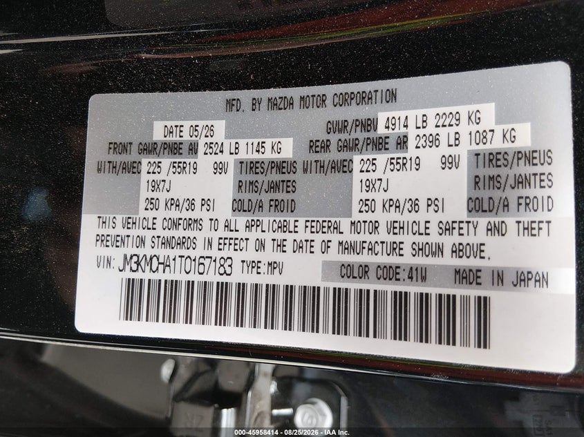 2026 Mazda Cx-5 VIN JM3KMCHA1T0167183 IAAI salvage auction — FRONT END, Enterprise Vehicles Clear Only (Texas), sold $14,900 on 2026-09-01 (photo 9)