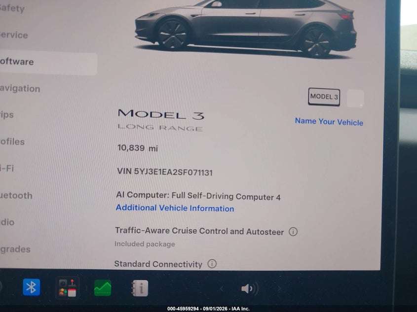 2025 Tesla Model 3 VIN 5YJ3E1EA2SF071131 IAAI salvage auction — LEFT SIDE, Salvage Title, sold $20,700 on 2026-09-25 (photo 7)